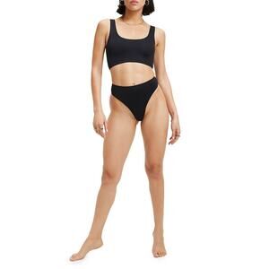 Good American Good Waist Bikini Bottoms Black High Waist Sz 4 XL